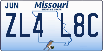 MO license plate ZL4L8C