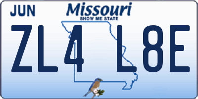 MO license plate ZL4L8E