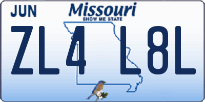 MO license plate ZL4L8L