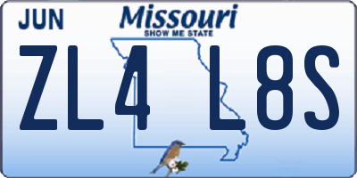 MO license plate ZL4L8S