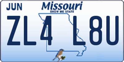MO license plate ZL4L8U