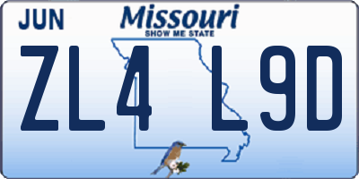 MO license plate ZL4L9D