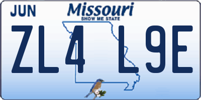 MO license plate ZL4L9E