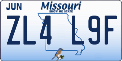 MO license plate ZL4L9F