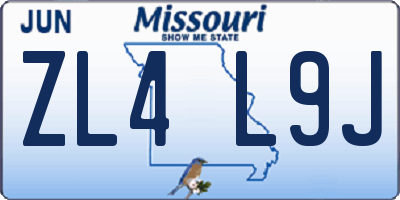 MO license plate ZL4L9J