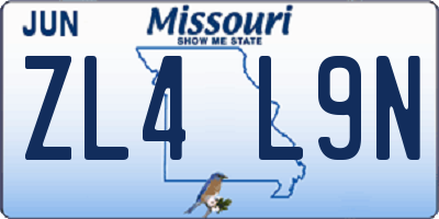 MO license plate ZL4L9N
