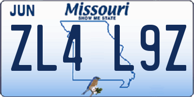 MO license plate ZL4L9Z