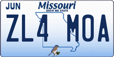 MO license plate ZL4M0A