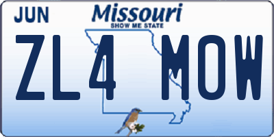 MO license plate ZL4M0W