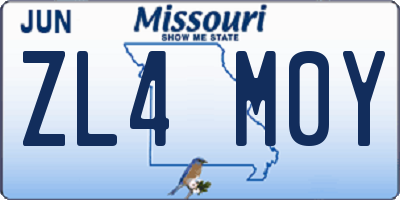 MO license plate ZL4M0Y