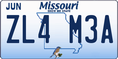 MO license plate ZL4M3A