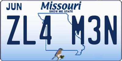 MO license plate ZL4M3N
