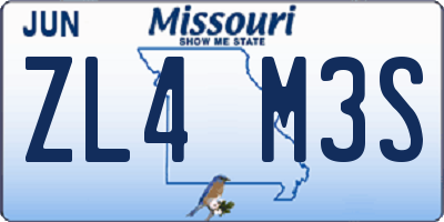 MO license plate ZL4M3S