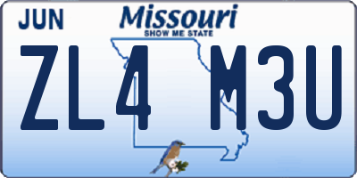 MO license plate ZL4M3U
