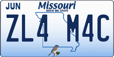 MO license plate ZL4M4C