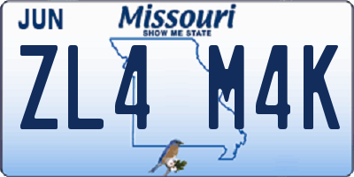 MO license plate ZL4M4K