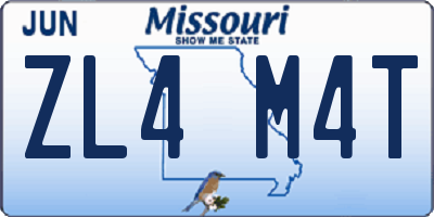 MO license plate ZL4M4T