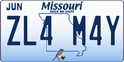 MO license plate ZL4M4Y