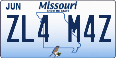 MO license plate ZL4M4Z