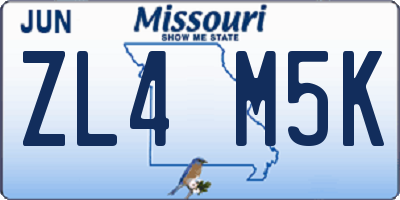 MO license plate ZL4M5K
