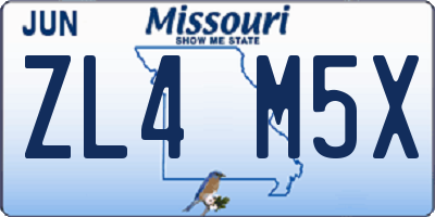 MO license plate ZL4M5X