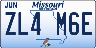 MO license plate ZL4M6E