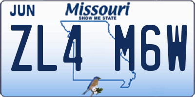 MO license plate ZL4M6W