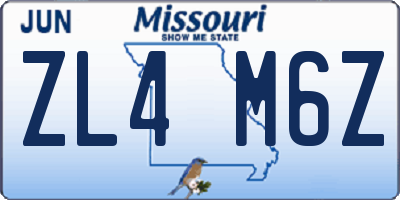 MO license plate ZL4M6Z