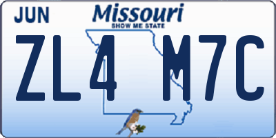 MO license plate ZL4M7C