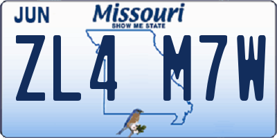 MO license plate ZL4M7W