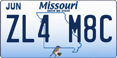 MO license plate ZL4M8C