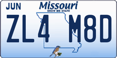MO license plate ZL4M8D