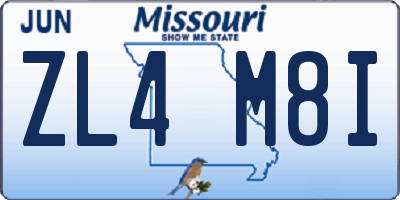 MO license plate ZL4M8I