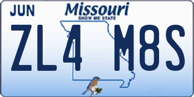 MO license plate ZL4M8S