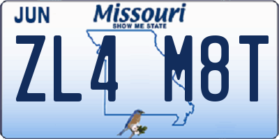 MO license plate ZL4M8T