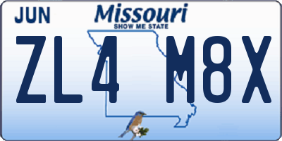 MO license plate ZL4M8X