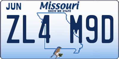 MO license plate ZL4M9D