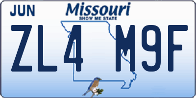 MO license plate ZL4M9F