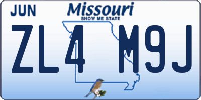 MO license plate ZL4M9J