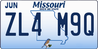 MO license plate ZL4M9Q