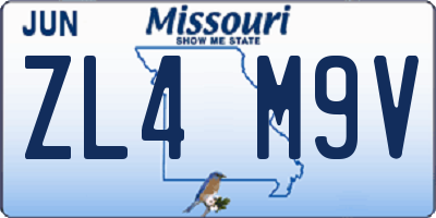MO license plate ZL4M9V