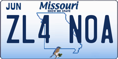MO license plate ZL4N0A