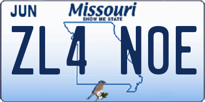 MO license plate ZL4N0E