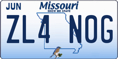 MO license plate ZL4N0G