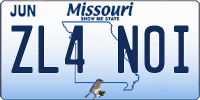 MO license plate ZL4N0I