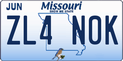 MO license plate ZL4N0K