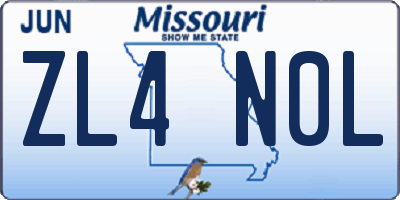 MO license plate ZL4N0L