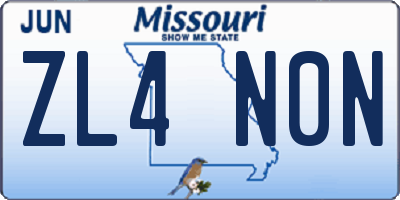 MO license plate ZL4N0N