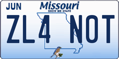 MO license plate ZL4N0T