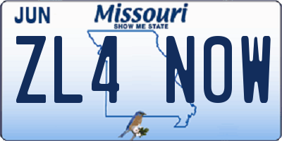 MO license plate ZL4N0W